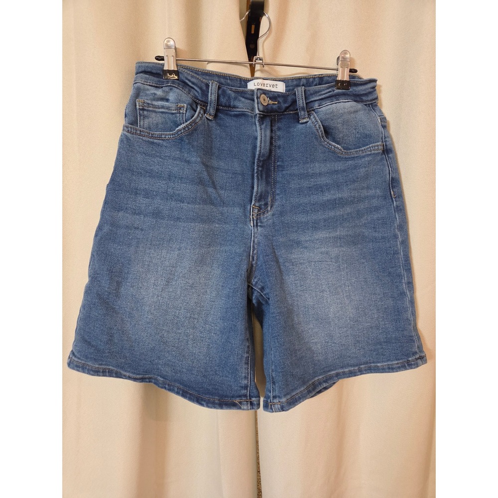 Lovervet by Vervet Medium Wash High Rise Bermuda Denim Shorts Size L